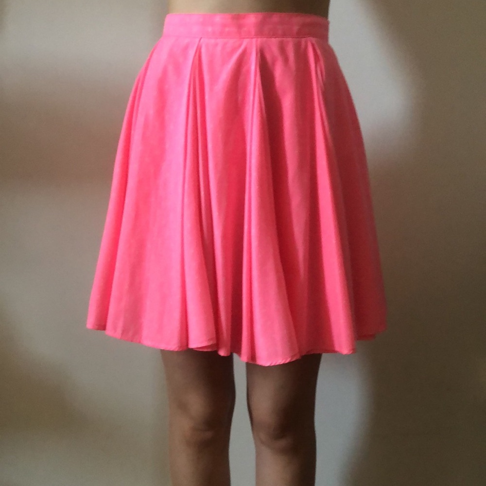 American Apparel Neon Pink Polka Dot Skirt Size S